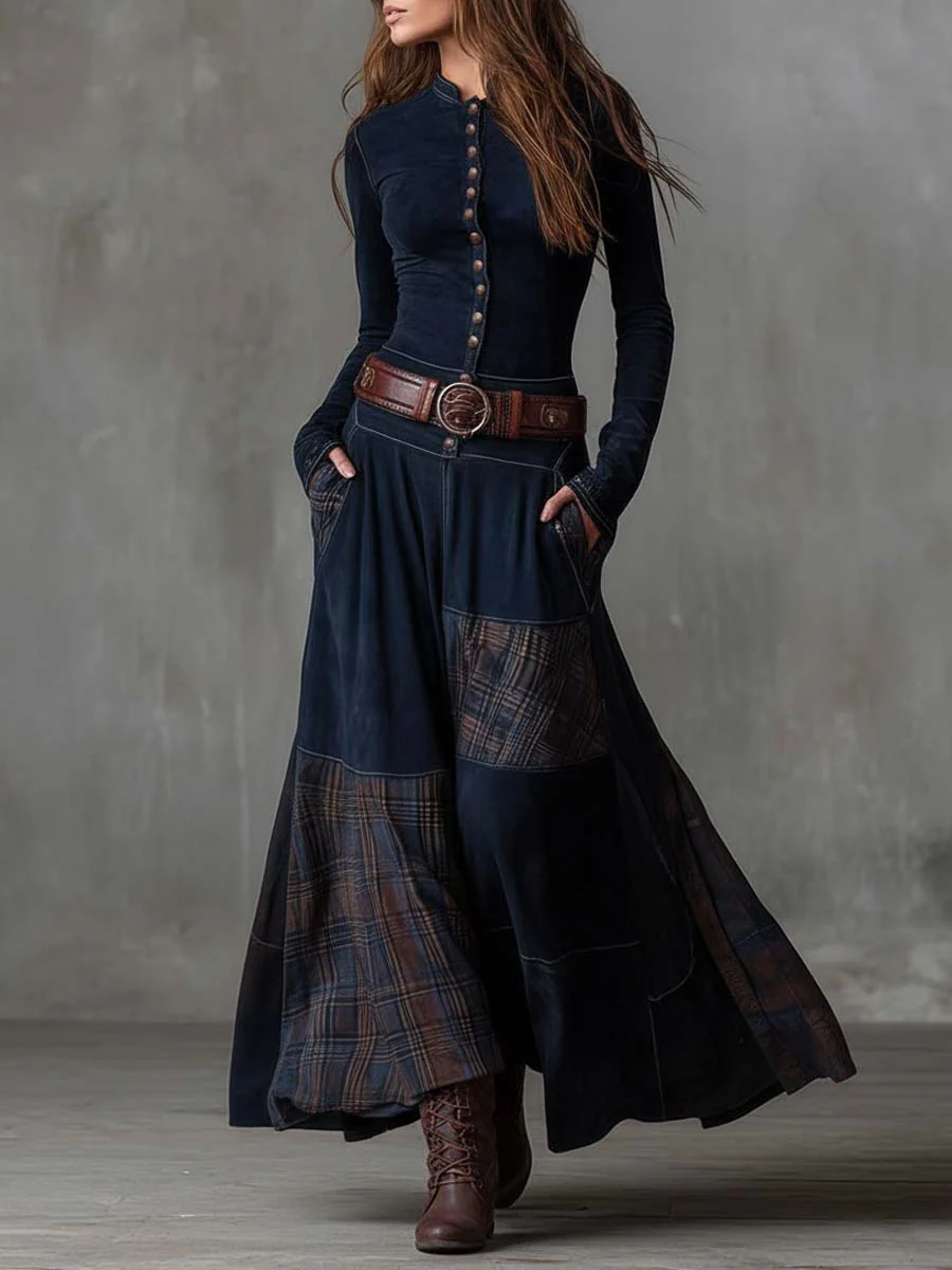 Azucena | Suede Maxi Dress with Belt