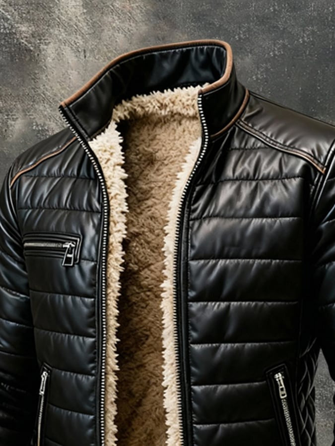 Logan™ | Black Quilted Jacket with Sherpa Lining